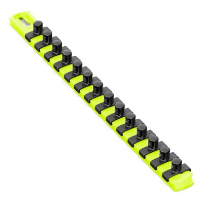 ERN8438HV image(0) - Ernst Mfg. 13” Socket Organizer with 14 Twist Lock Clips - HI-VIZ - 3/8”