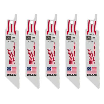 MLW48-00-5183 image(0) - Milwaukee Tool 4" 18 TPI   SAWZALL Blades (5 Pk)