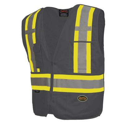 SRWV1021170U-XS image(0) - Pioneer Pioneer - Zip-Up Snap Break Away Safety Vest - Black - Size XS