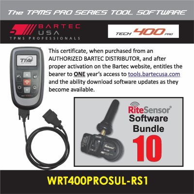 BATWRT400PROSULRS1E image(0) - Bartec USA 1 Year License for the Tech400PRO w/ 10 RITE-SENSORS