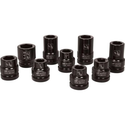 IRTSK8H9TN image(0) - Ingersoll Rand 1" Drive Hex SAE Truck Service Impact Socket Set, 9-Piece