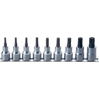 KKNRS4025-9-L60 image(0) - Ko-ken USA RS4025/9-L60 1/2 Sq. Dr. Bit Socket 9 piece TORXÂ® set  T20-T60