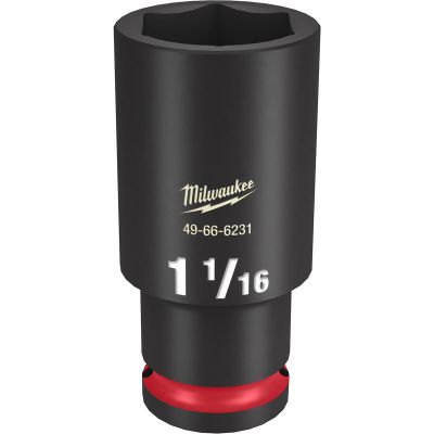 MLW49-66-6231 image(0) - Milwaukee Tool SHOCKWAVE Impact Duty  1/2"Drive 1-1/16" Deep 6 Point Socket