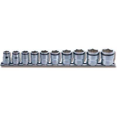 KKNRS3450M-10 image(0) - Ko-ken USA 3/8 Sq. Dr. Socket set  10mm-22mm Nut Grip 250mm  10 pieces