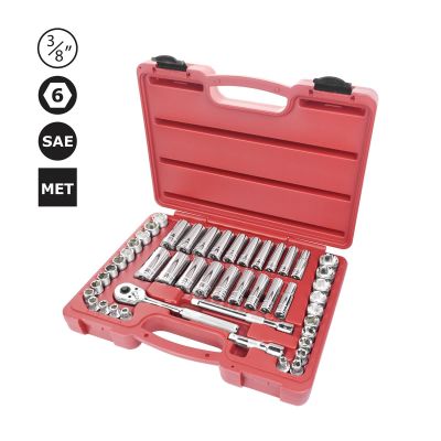 KTI22047 image(0) - K Tool International Socket Set 3/8 in. Dr SAE and 6 pt Metric 47 Piece