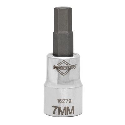 MAY16279 image(0) - Mayhew Mayhew 7 MM Metric Hex Short Insert Socket Bit, 3/8-Inch Drive