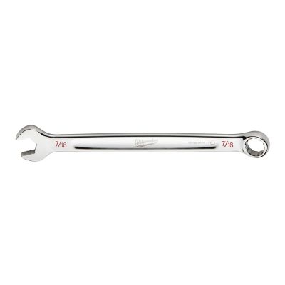 MLW45-96-9414 image(0) - Milwaukee Tool 7/16" SAE Combination Wrench, 12-Point, Steel, Chrome, Ergonomic, I-Beam Handle