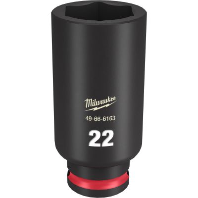 MLW49-66-6163 image(0) - Milwaukee Tool SHOCKWAVE Impact Duty  3/8"Drive 22MM Deep 6 Point Socket