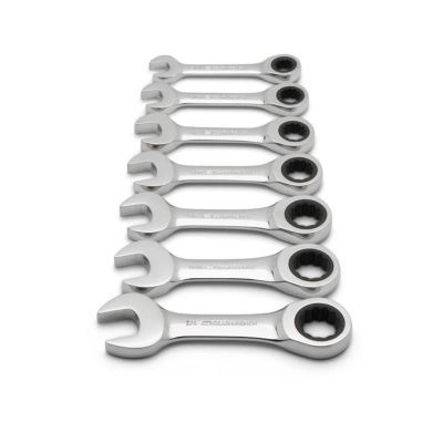 KDT9507D image(0) - GearWrench 7 Pc. 12 Point Stubby Ratcheting Combination SAE Wrench Set