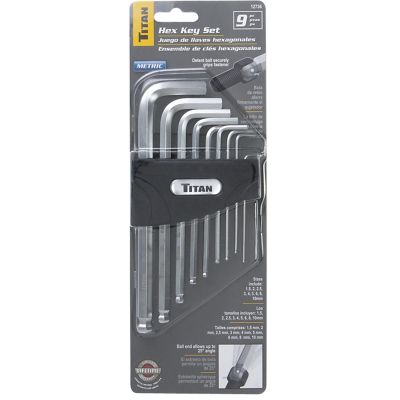 TIT12736 image(0) - TITAN 9-PC METRIC DETENT BALL HEX KEY SET