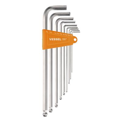 VES8309BPLINU image(0) - Vessel Tools Ball Point Hex L-Key Wrench (Long Type) (Inch) 9PC. Set No.8309BP-LINU