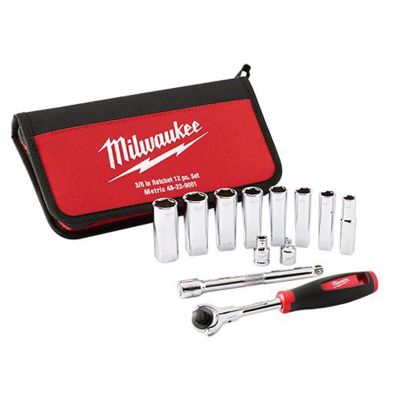 MLW48-22-9001 image(0) - Milwaukee Tool 12pc 3/8" Drive Metric Socket Set