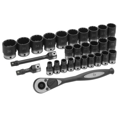 GRE82229M image(0) - Grey Pneumatic 1/2" Dr. 29pc Metric Duo-Socket Set - 12 Pt.