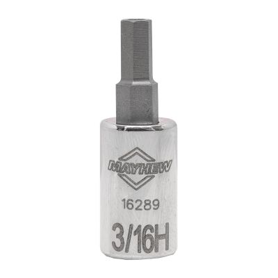 MAY16289 image(0) - Mayhew Mayhew 3/16-Inch Tamper SAE Hex Short Insert Socket Bit, 1/4-Inch Drive