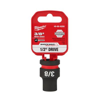 MLW49-66-6200 image(0) - Milwaukee Tool SHOCKWAVE Impact Duty  1/2"Drive 3/8" Standard 6 Point Socket