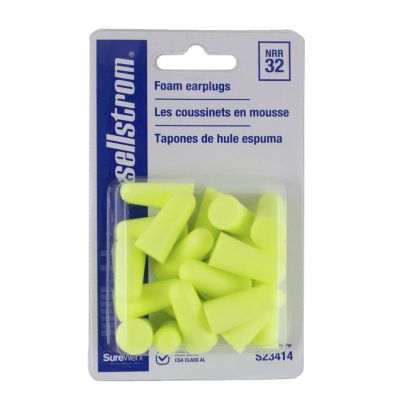 SRWS23414 image(0) - Sellstrom Sellstrom - Earplugs - Disposable - Foam Bullet Shape - Uncorded - NRR 32 - Hi-Viz Green - 10 Qty Pair in Retail Package