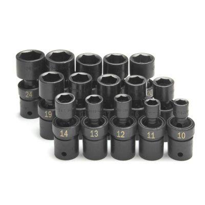 SKT34350 image(0) - S K Hand Tools SOCKET SET IMPACT FLEX 1/2IN. DR 15PC MET STD 6 PT