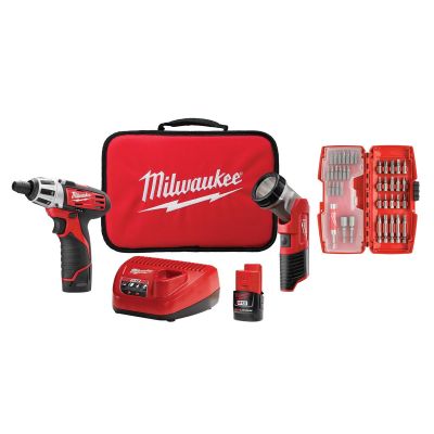 MLW2482-22 image(0) - Milwaukee Tool M12  Screwdriver with Free LED Light and 40 Piece Bit Set