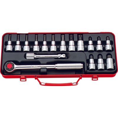 KKN4276 image(0) - Ko-ken USA 4276 1/2 Sq. Dr. Bit Socket 17 piece Hex / TORXÂ® set