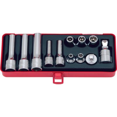 KKN4254 image(0) - Ko-ken USA 4254 3/8, 1/2 Sq. Dr. 12 Piece TORXÂ® Short/Deep Socket set E6-E14