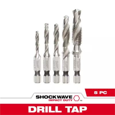 MLW48-89-4875 image(0) - Milwaukee Tool 5 Pc SHOCKWAVE Impact Metric Drill and Tap Bit Set