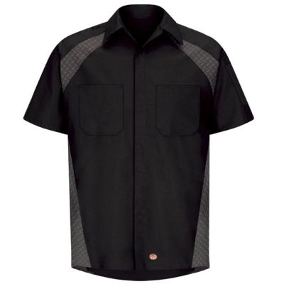 VFISY26BD-SSL-3XL image(0) - Workwear Outfitters Men's Short Sleeve Diaomond Plate Shirt Black, 3XL