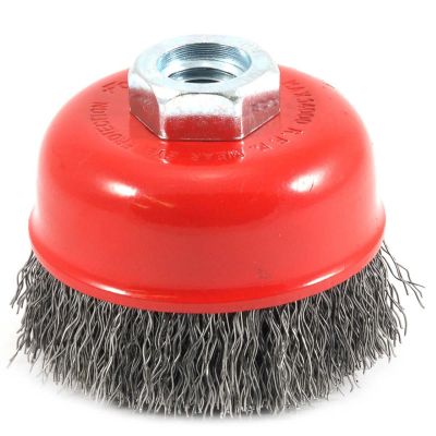 FOR72755 image(0) - Forney Industries Cup Brush, Crimped, 2-3/4 in x .014 in x 5/8 in-11 Arbor