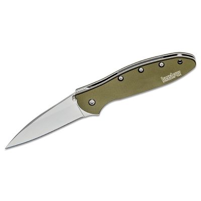 KER1660OL image(0) - Kershaw Leek Assisted Open Liner Lock Drop Point Blade EDC Folding Pocket Knife - Olive