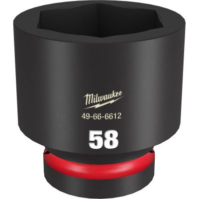 MLW49-66-6612 image(0) - Milwaukee Tool SHOCKWAVE Impact Duty  1"Drive 58MM Standard 6 Point Socket