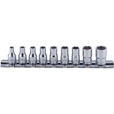 KKNRS2405A-9 image(0) - Ko-ken USA RS2405A/9 1/4 Sq. Dr. Socket set  3/16-1/2 12 point 150mm  9 pieces