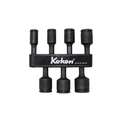 KKN113.502B-7-H image(0) - Ko-ken USA 1/4 Hex Dr. 7 Piece Impact 6-Point Metric NUT GRIPÂ® Nut Setters 7-14mm