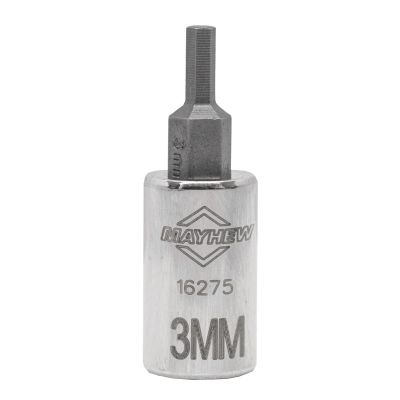 MAY16275 image(0) - Mayhew Mayhew 3 MM Metric Hex Short Insert Socket Bit, 1/4-Inch Drive