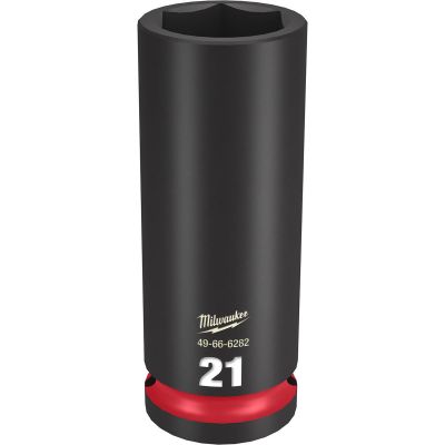 MLW49-66-6282 image(0) - Milwaukee Tool SHOCKWAVE Impact Duty  1/2"Drive 21MM Deep 6 Point Socket