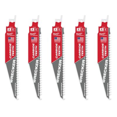 MLW48-00-5541 image(0) - Milwaukee Tool 6" 6 TPI THE WRECKER with Carbide Teeth SAWZALL Blade 5PK