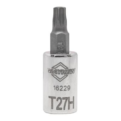 MAY16229 image(0) - Mayhew Mayhew T27H Tamper Torx® Short Insert Socket Bit, 1/4-Inch Drive