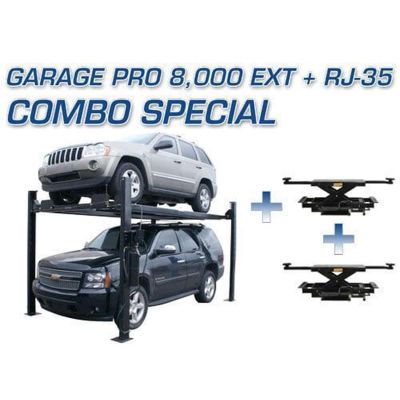 ATEXH-PRO8EXT-COMBO image(0) - Atlas Automotive Equipment Atlas Equipment PRO8000EXT 4 Post Lift + RJ35 Sliding Jacks Combo (WILL CALL)