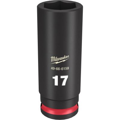 MLW49-66-6159 image(0) - Milwaukee Tool SHOCKWAVE Impact Duty  3/8"Drive 17MM Deep 6 Point Socket