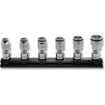 KKNRS3441MZ-6 image(0) - Ko-ken USA 3/8 Sq. Dr. 6 piece Z-series 6-Point Universal Metric NUT GRIP Socket Set