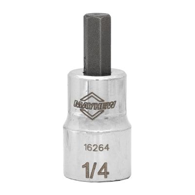 MAY16264 image(0) - Mayhew Mayhew 1/4-Inch SAE Hex Short Insert Socket Bit, 3/8-Inch Drive