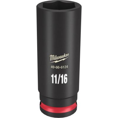 MLW49-66-6124 image(0) - Milwaukee Tool SHOCKWAVE Impact Duty  3/8"Drive 11/16" Deep 6 Point Socket