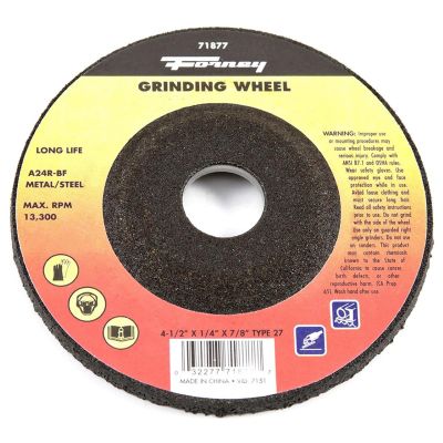 FOR71877 image(0) - Forney Industries Grinding Wheel, Metal, Type 27, 4-1/2 in x 1/4 in x 7/8 in