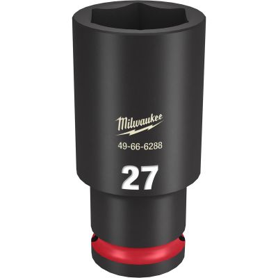 MLW49-66-6288 image(0) - Milwaukee Tool SHOCKWAVE Impact Duty  1/2"Drive 27MM Deep 6 Point Socket