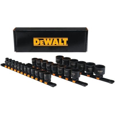 DWTDWMT19243 image(0) - DeWalt  26 Piece 1/2 in Drive Metric Impact Socket Set 6 PT