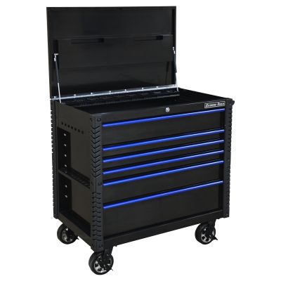 EXTEX4106TCBKBL image(0) - Extreme Tools 41" 6 DR TOOLCART W/BUMPERS, BLACK W/BLUE DR PULLS