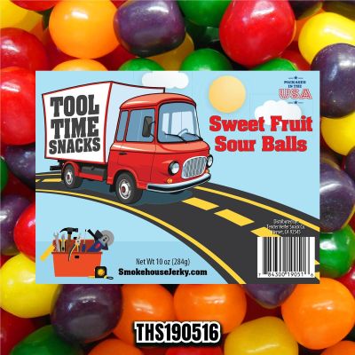 THS784300-190516 image(0) - Smokehouse Jerky Sweet Fruit Sour Balls 10 Ounce