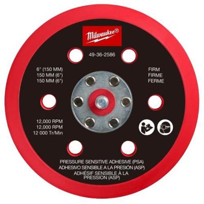 MLW49-36-2586 image(0) - Milwaukee Tool 6 Inch Pressure Sensitive Adhesive Sander Backing Pad - Firm