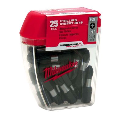 MLW48-32-4604 image(0) - Milwaukee Tool #2 Phillips SHOCKWAVE 1" Insert Bit Contractor Pack