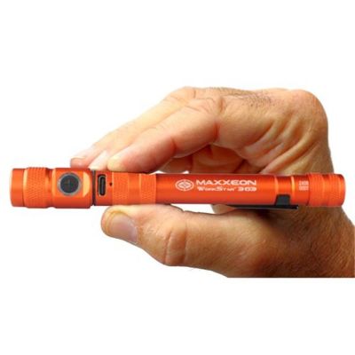 MXN00363 image(0) - Maxxeon WorkStar 363 Rechargeable LED Zoom Penlight/Inspection Light USB-C, Color Orange