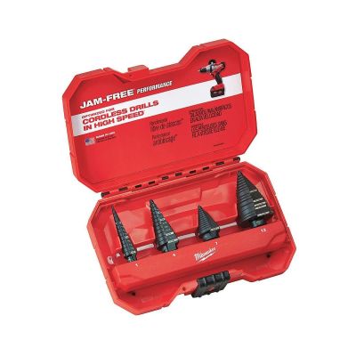 MLW48-89-9223 image(0) - Milwaukee Tool 4-PC JAM-FREE STEP DRILL BITS #1, #4, #7, #12 SET