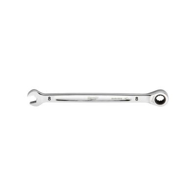 MLW45-96-9308 image(0) - Milwaukee Tool 8MM Metric Ratcheting Combination Wrench, 12-Point, Steel, Chrome